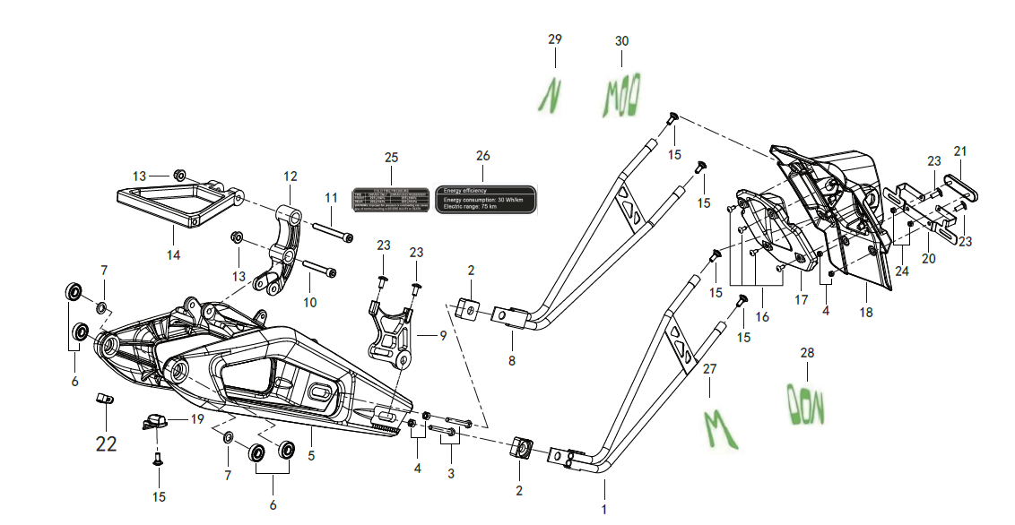 F05 REAR SWINGING ARM ASSY.