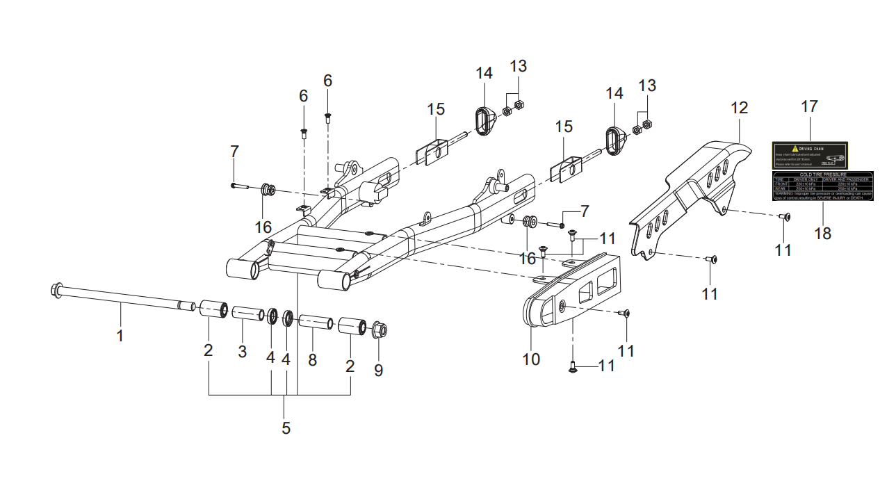 F09 REAR SWINGING ARM ASSY.