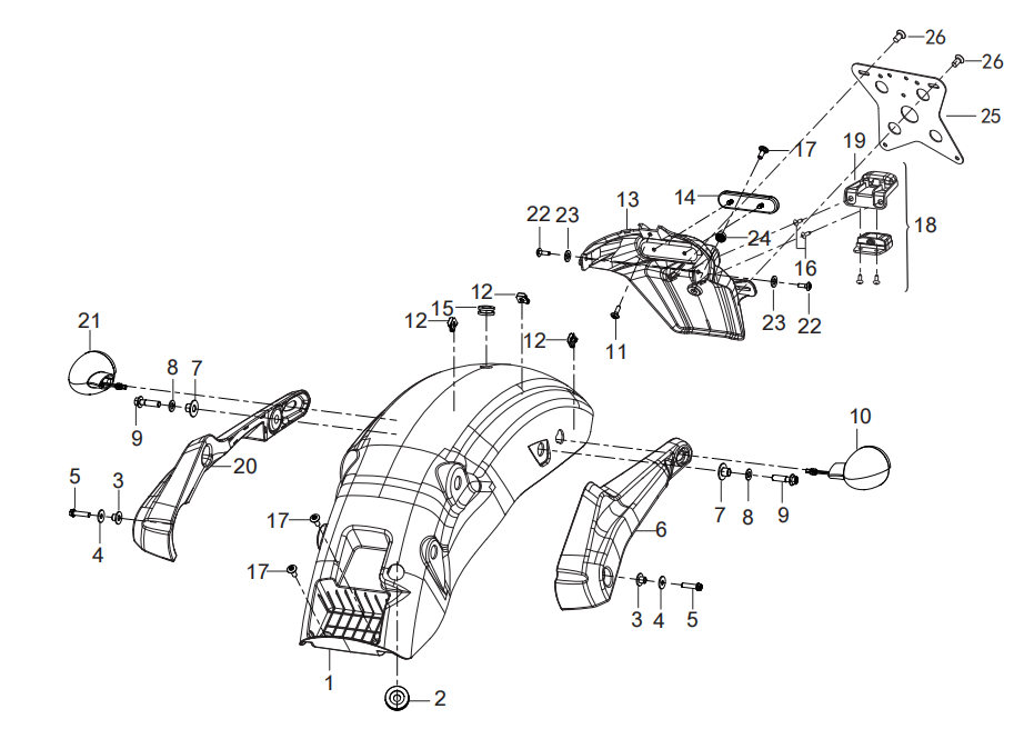 F17 REAR FENDER ASSY.