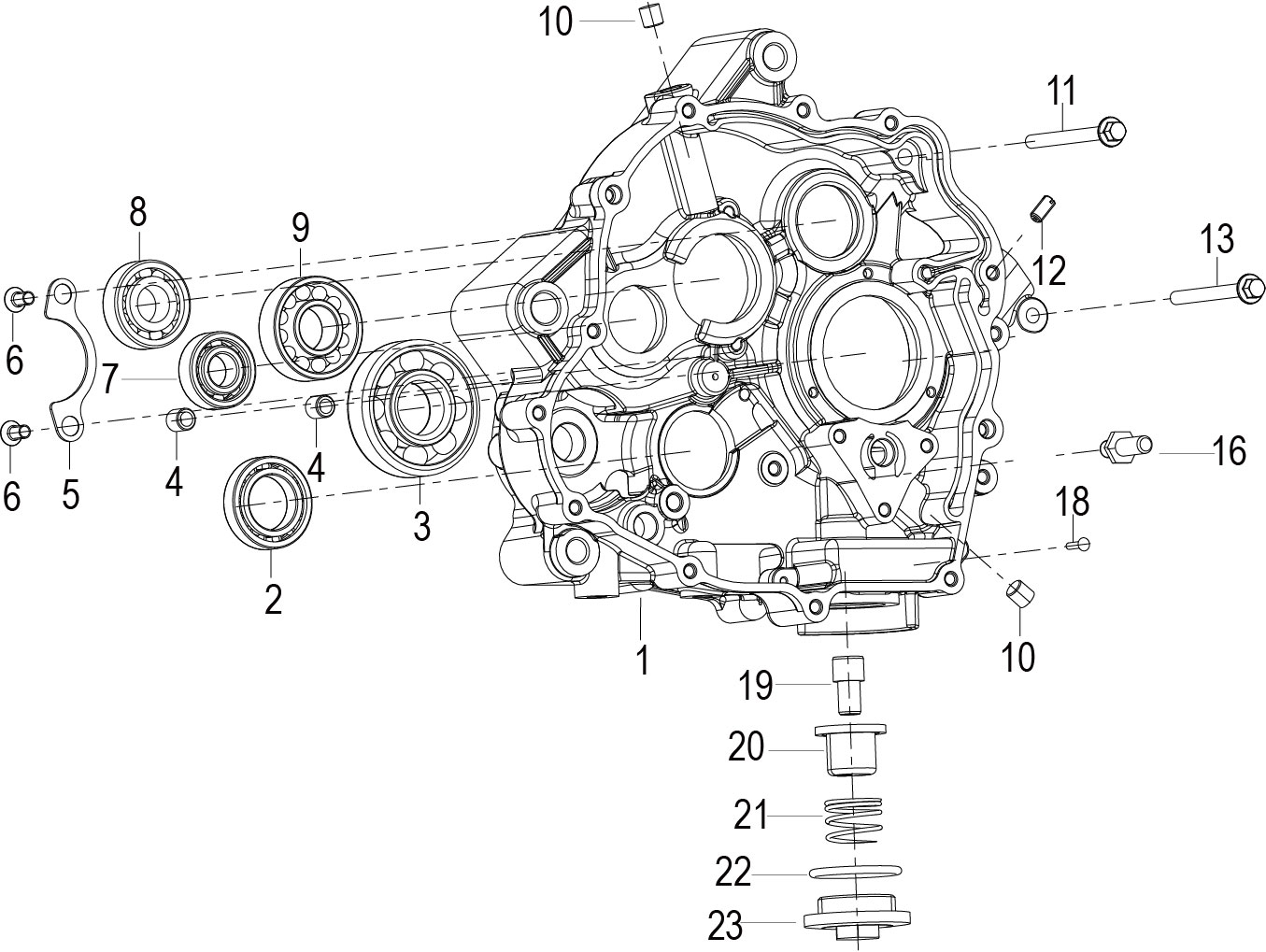 E09 RIGHT CRANKCASE ASSY