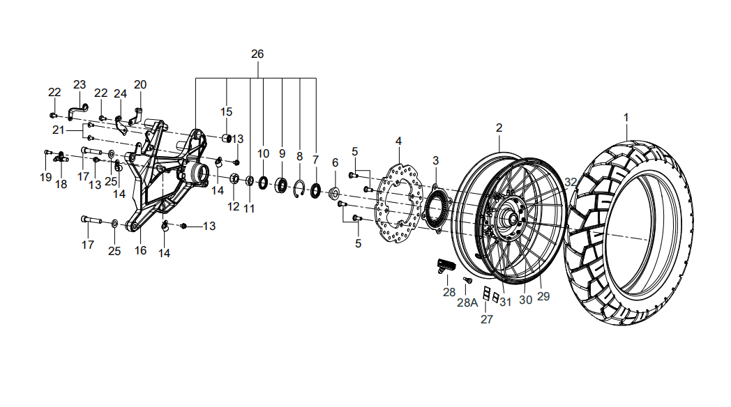 F10 REAR WHEEL ASSY.