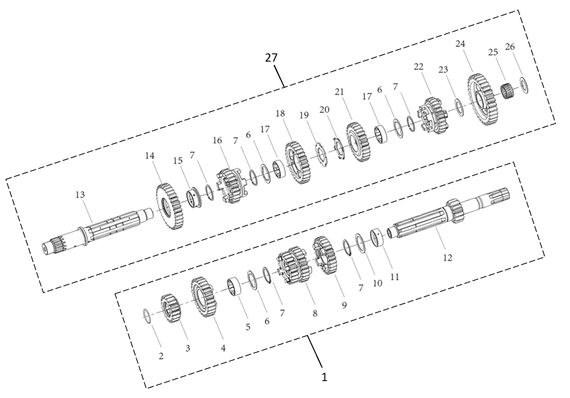 E10 MAIN AND AUXILIARY SHAFT ASSEMBLY