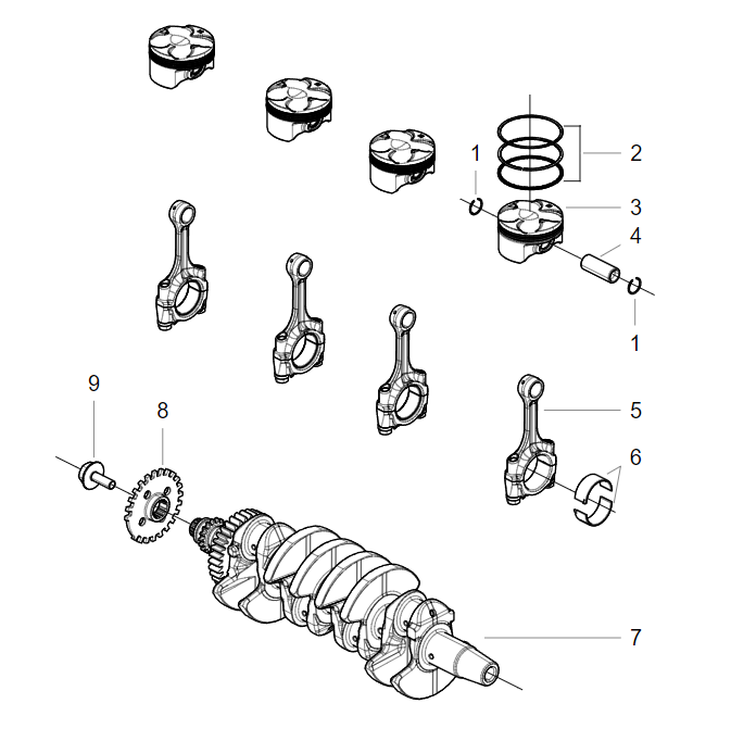 E05 PISTON,CONNECTING ROD & CRANKSHAFT ASSY
