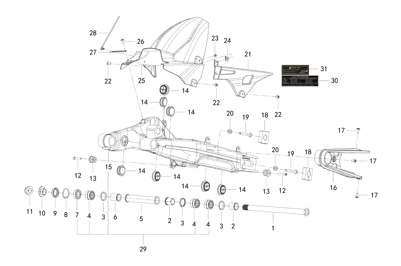 F08 Ⅰ REAR SWINGING ARM ASSY.