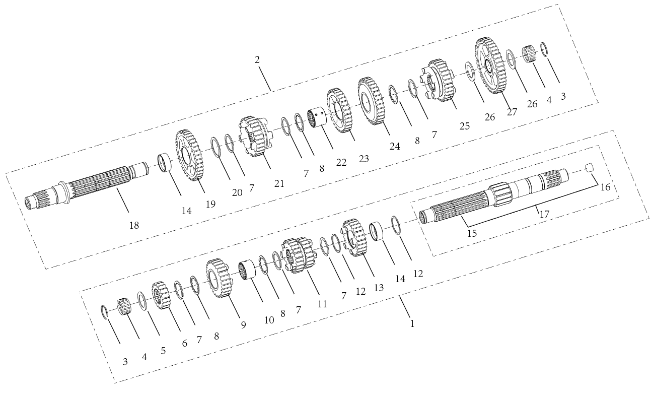 E11 MAIN AND AUXILIARY SHAFT ASSEMBLY