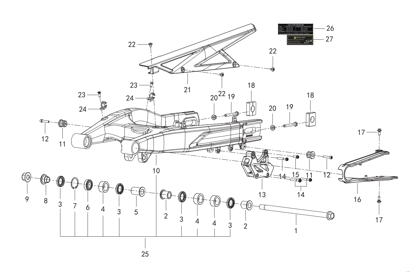 F08 Ⅰ REAR SWINGING ARM ASSY.