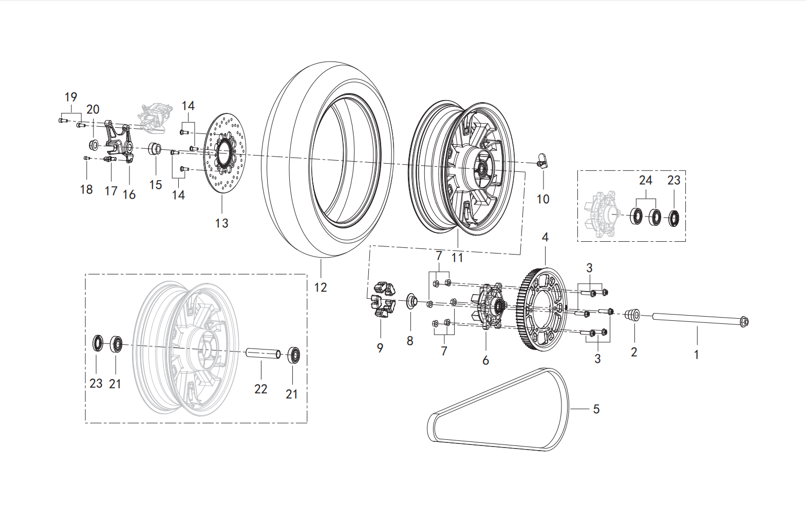 F10 REAR WHEEL ASSY.