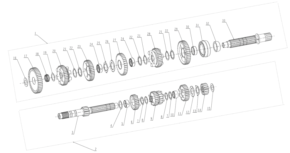 E08 MAIN AND AUXILIARY SHAFT ASSEMBLY