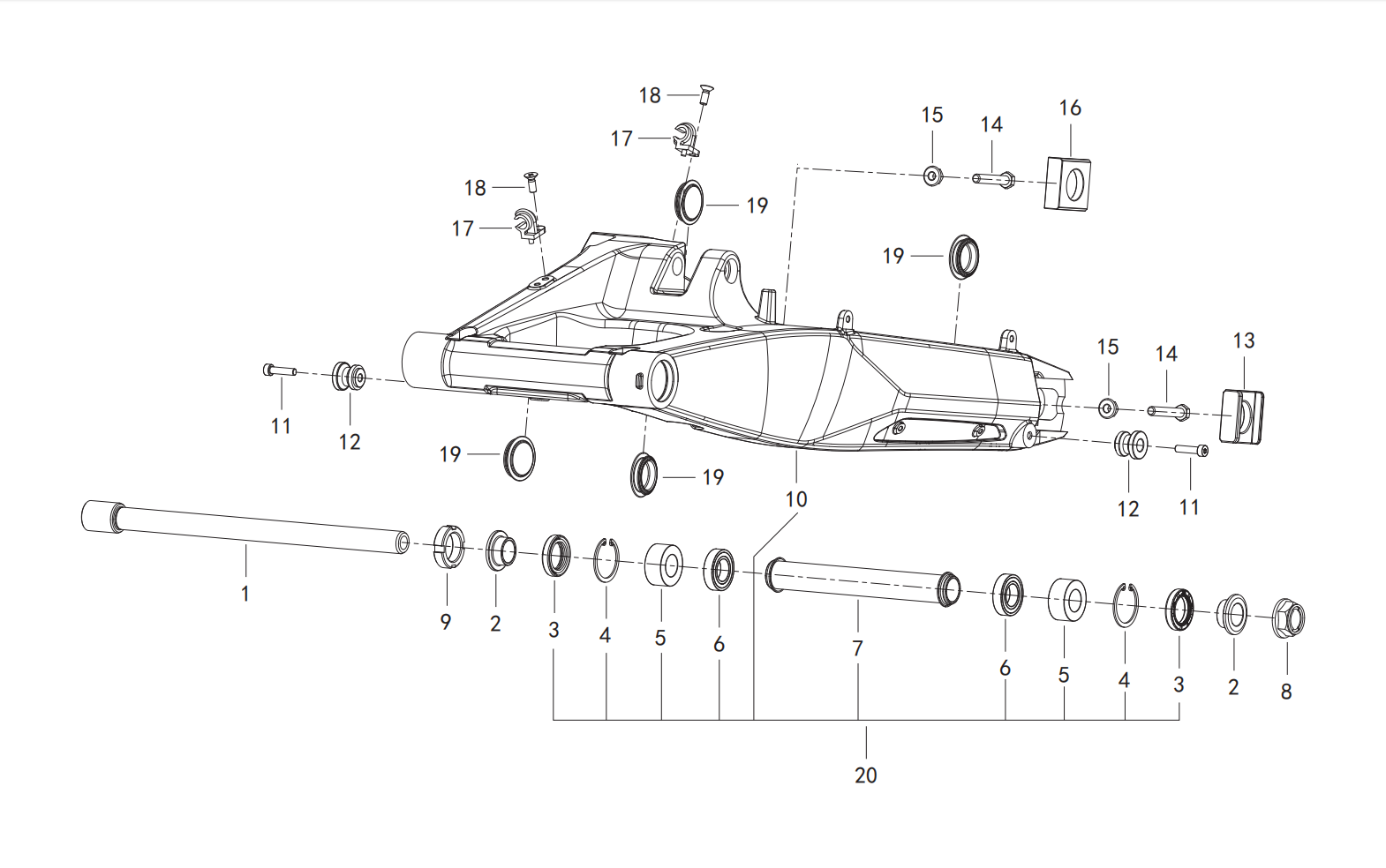F08 Ⅰ REAR SWINGING ARM ASSY.