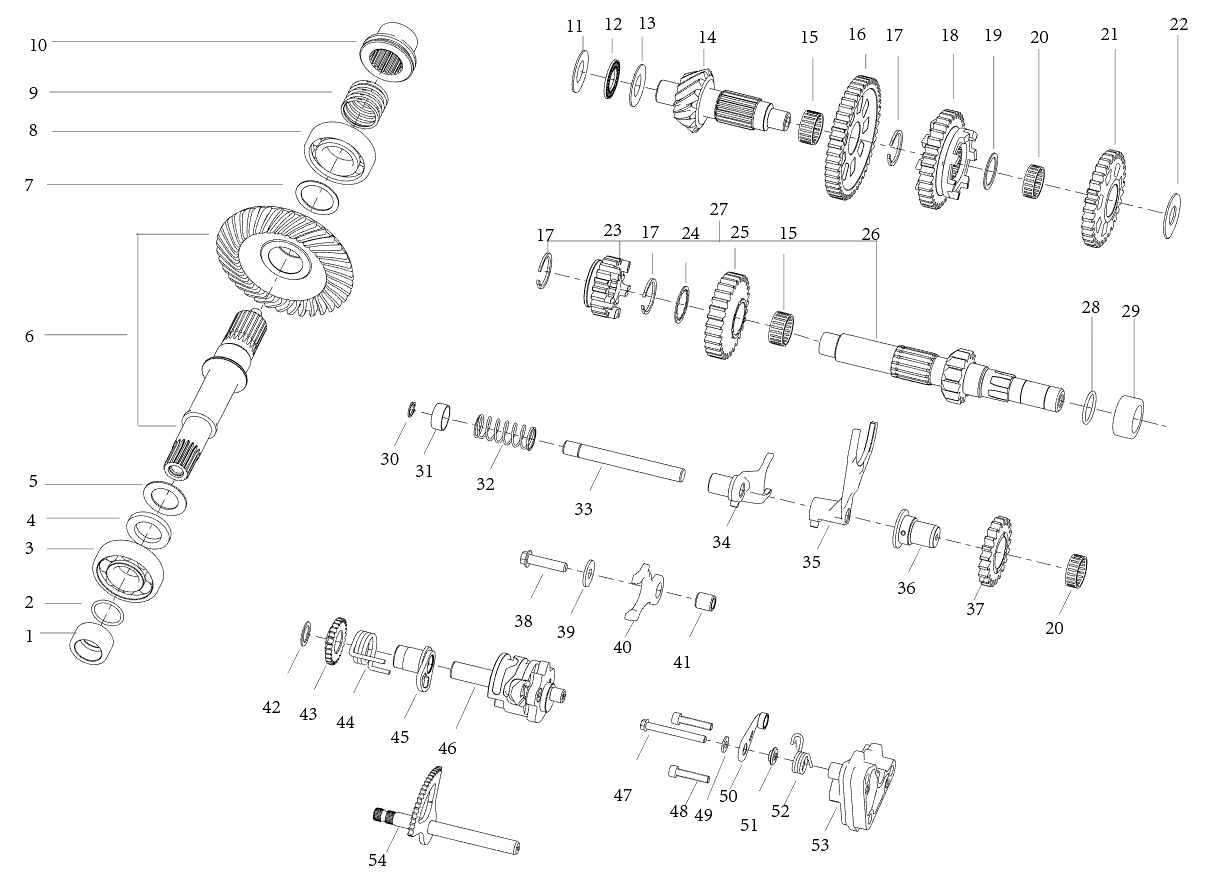 E09 MAIN AND AUXILIARY SHAFT ASSEMBLY