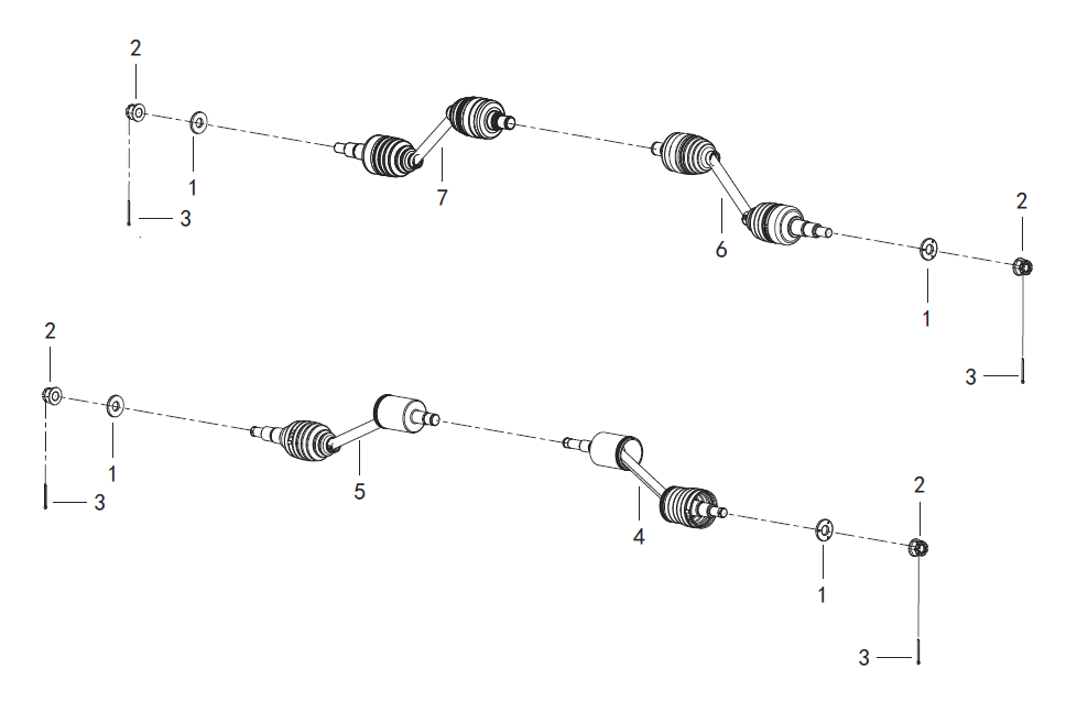 F14 CONSTANT VELOCITY HALF SHAFT ASSEMBLY.